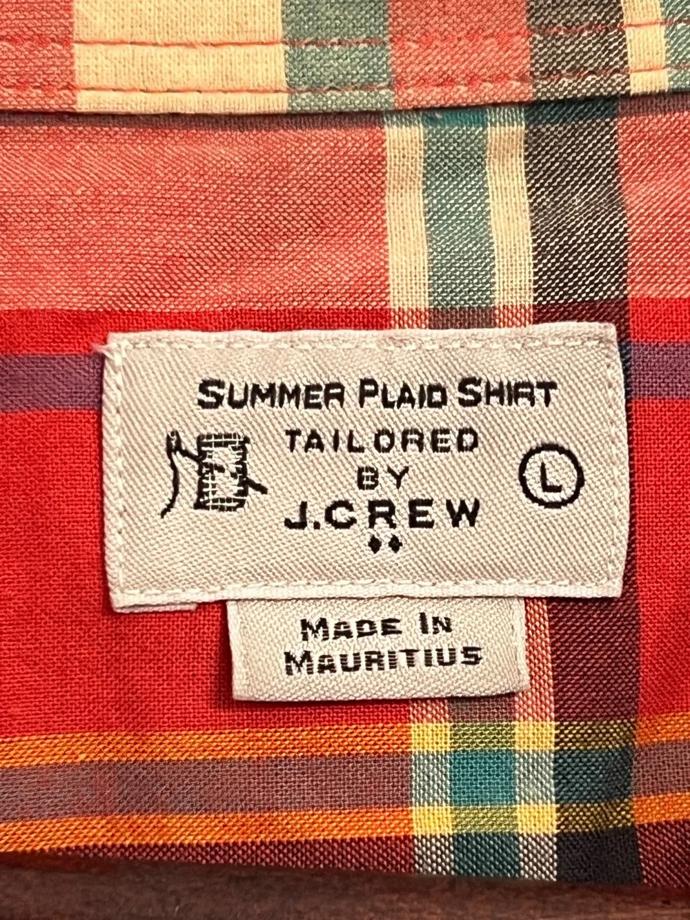 J. CREW Men’s Red Long Sleeve Button Down Summer Plaid Shirt Size L